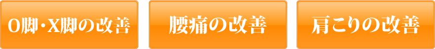 O脚・X脚の改善 腰痛の改善 肩こりの改善